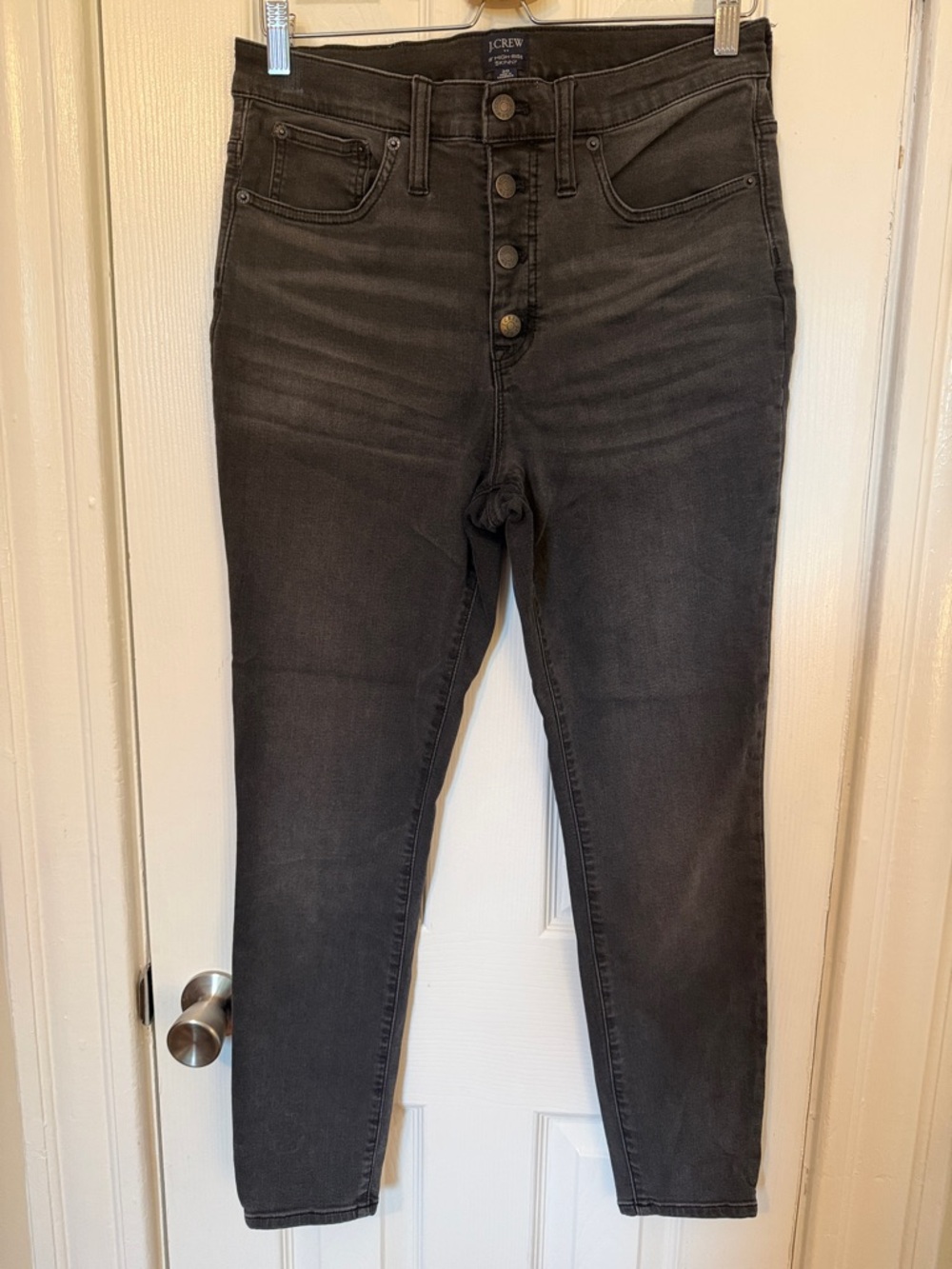 J. Crew 10-Inch High-Rise Button-Fly Jeans in Charcoal Gray